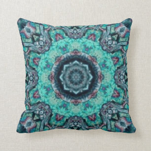 Coussin Abrégé sur floral Aqua
