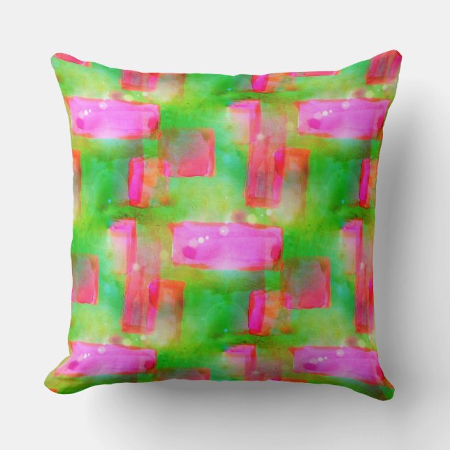 Coussin Abrégé sur lumière du soleil peint jaune, rose (Recto)