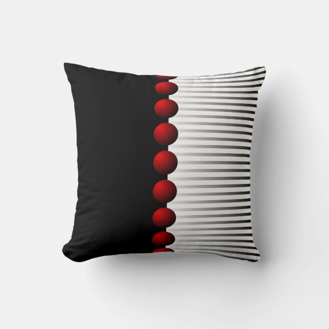 Coussin Abrégé sur noir rouge blanc et gris (Recto)