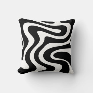 Coussin Abstract Black Wavy Lines Seamless Pattern 