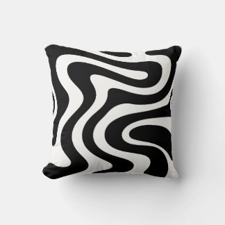 Coussin Abstract Black Wavy Lines Seamless Pattern 