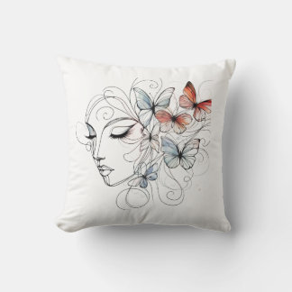 Coussin Abstract Female Art Throw Pillow