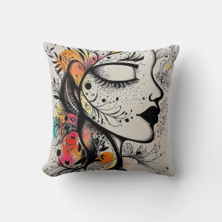 Coussin Abstract Female Art Throw Pillow