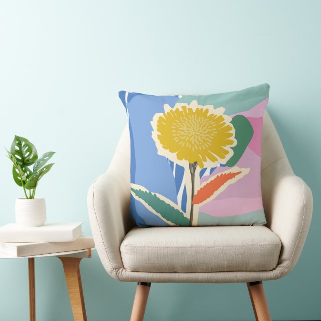 Coussin Abstract Floral Dandelion Color Blocks Modern  (Chaise)
