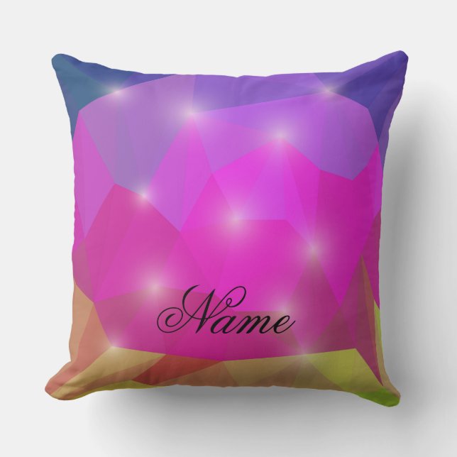 Coussin Abstract Geometric Crystal Mosaic in Pink (Recto)