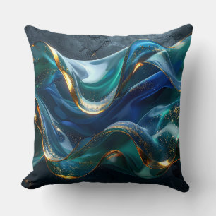 Coussin Abstract Gold & Emerald Glass Pillow