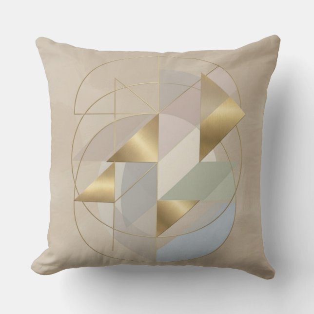 Coussin Abstract Golden Accent Throw Pillow | Modern Home  (Recto)