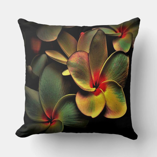 Coussin Abstract Green Yellow Red Fractal Art Flower (Recto)