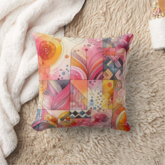 Coussin Abstract Pink Colorful Geometric Design