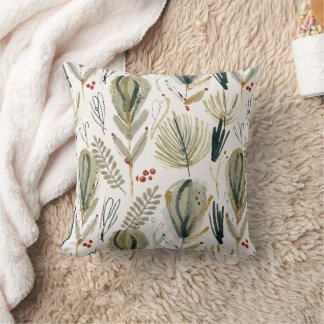 Coussin Abstract Scandinavian Christmas Foliage Sage Green