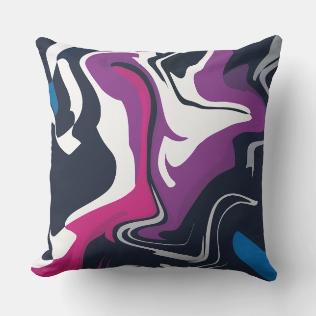 Coussin Abstract Swirls of Cool and Bold Colors (Recto)