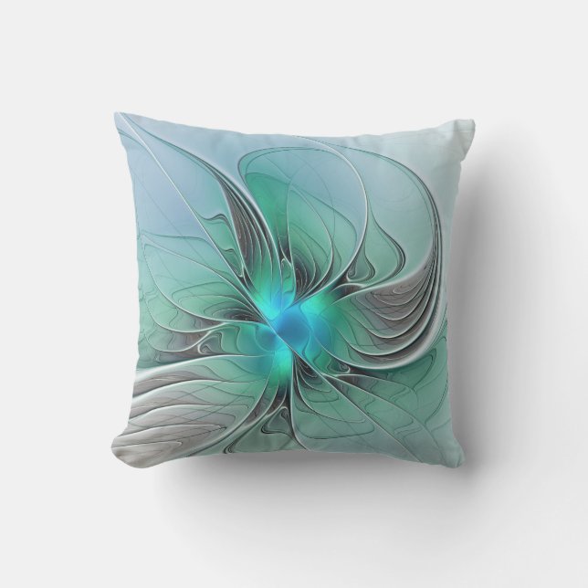 Coussin Abstract With Blue, Modern Fractal Art (Recto)