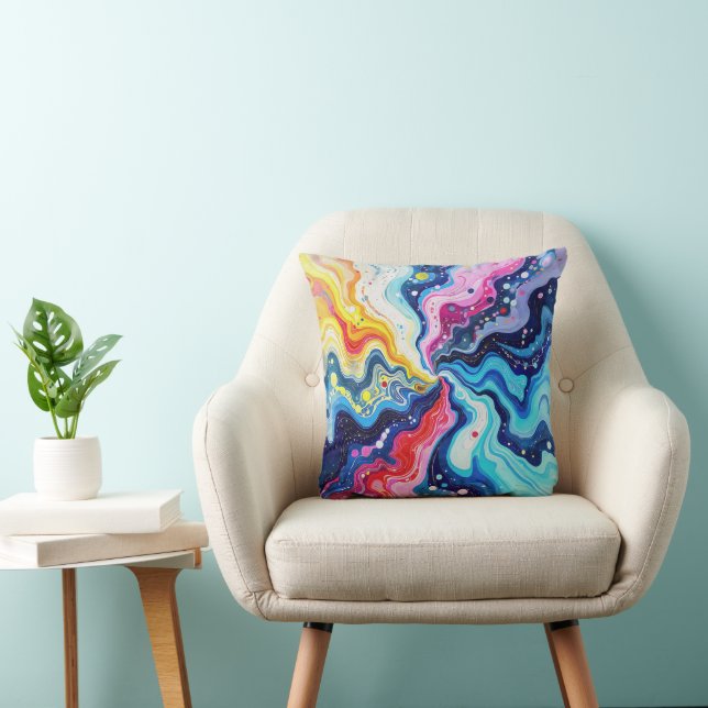Coussin Abstraction de tourbillon coloré vibrant (Chaise)
