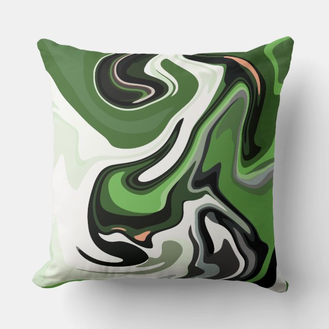Coussin Abstractions fluides d'Harmonie verte  (Recto)