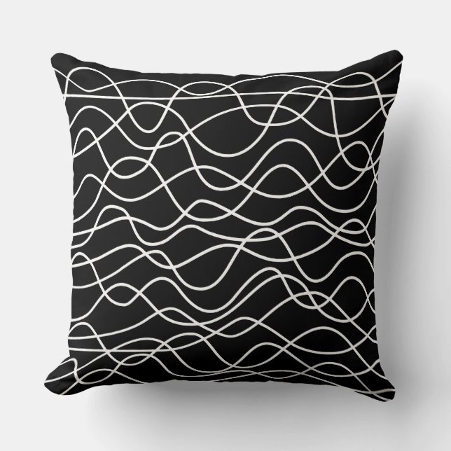 Coussin Abstrait 010517 - Blanc sur noir (Recto)