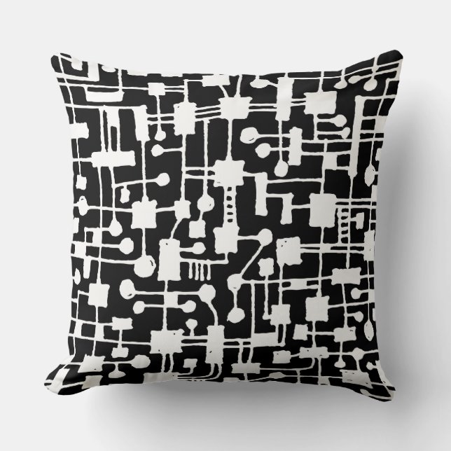 Coussin Abstrait 020517 - Blanc sur noir (Recto)