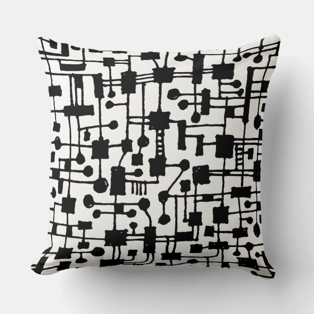 Coussin Abstrait 020517 - Noir sur blanc (Recto)