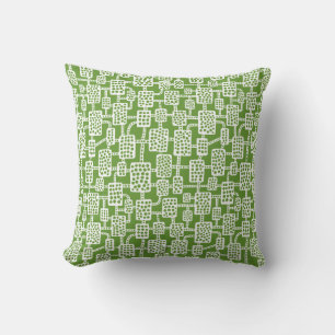 Coussin Abstrait 041113 - Blanc sur Avocado Green