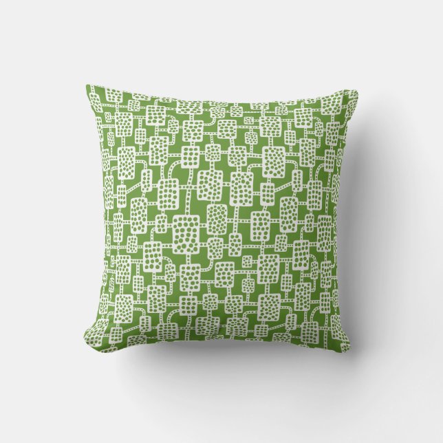 Coussin Abstrait 041113 - Blanc sur Avocado Green (Recto)