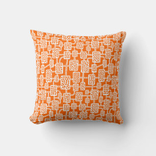 Coussin Abstrait 041113 - Blanc sur orange