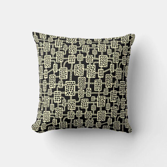Coussin Abstrait 041113 - Jaune pâle sur noir (Recto)