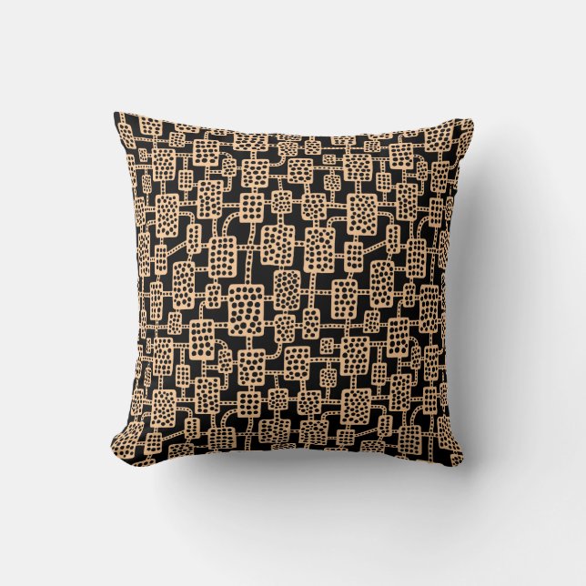 Coussin Abstrait 041113 - Sable sur noir (Recto)