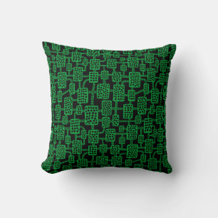 Coussin Abstrait 041113 - Vert herbe sur noir