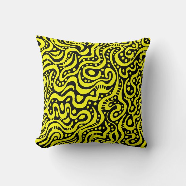 Coussin Abstrait 041211 - Jaune sur noir (Recto)