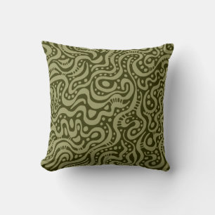 Coussin Abstrait 041211 - Khaki sur Deep Olive