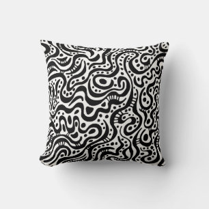 Coussin Abstrait 041211 - Noir sur blanc