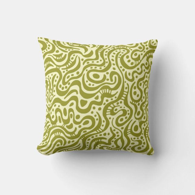 Coussin Abstrait 041211 - Olive on Cream (Recto)