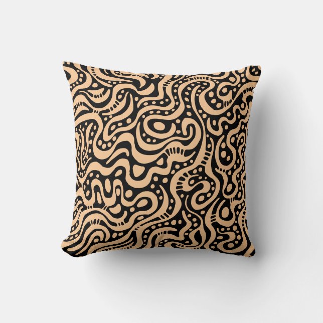 Coussin Abstrait 041211 - Sable sur noir (Recto)
