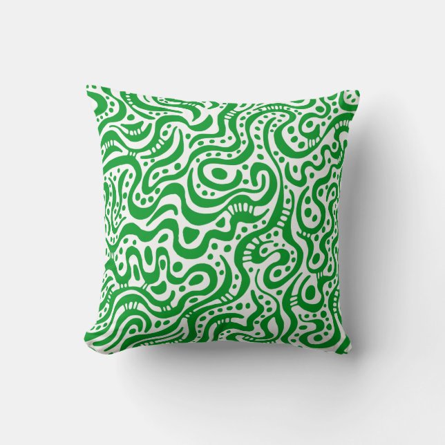 Coussin Abstrait 041211 - Vert herbe sur blanc (Recto)