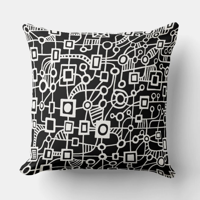 Coussin Abstrait 070517 - Blanc sur noir (Recto)