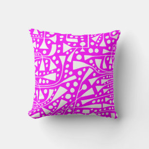 Coussin Abstrait 120112 - Blanc sur Magenta