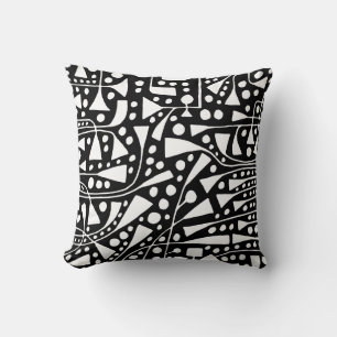 Coussin Abstrait 120112 - Blanc sur noir