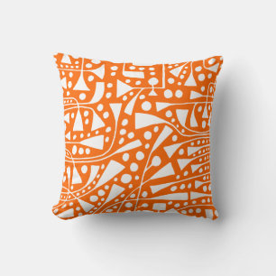 Coussin Abstrait 120112 - Blanc sur orange