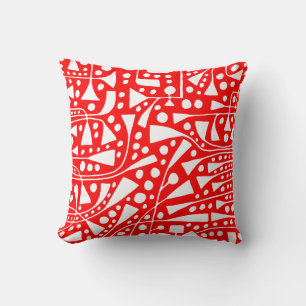 Coussin Abstrait 120112 - Blanc sur rouge