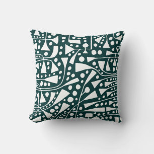 Coussin Abstrait 120112 - Blanc sur Vert foncé