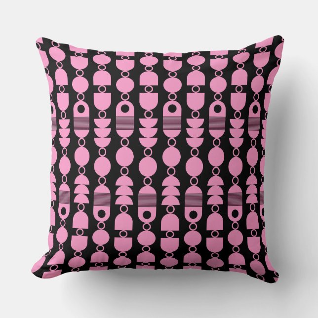 Coussin Abstrait 140823 - Rose sur noir (Recto)