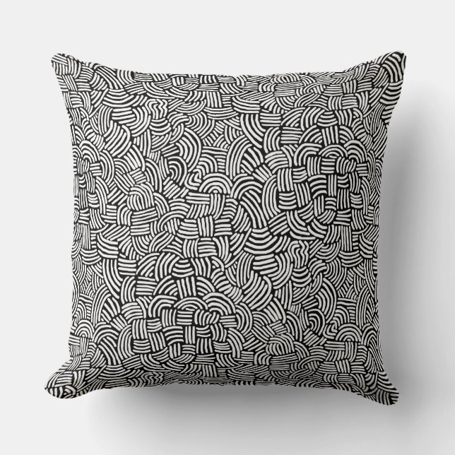 Coussin Abstrait 200923 - Blanc sur noir (Recto)