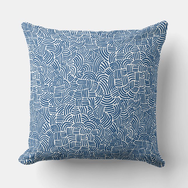 Coussin Abstrait 200923 - Bleu Shibori sur blanc (Recto)