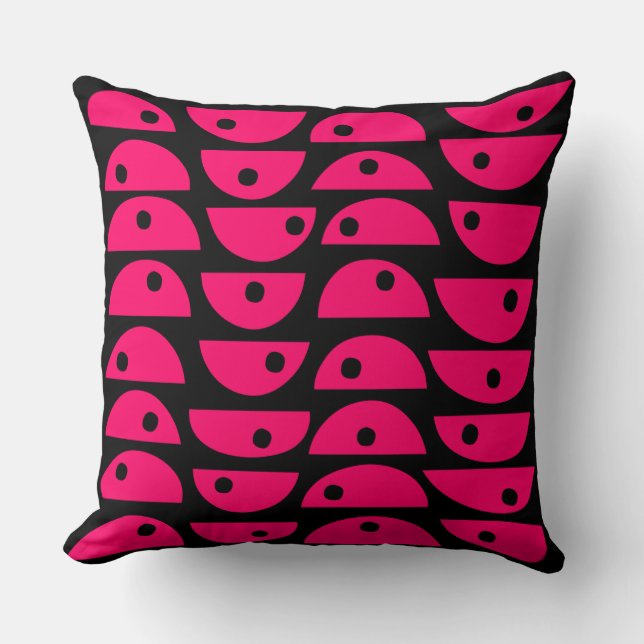 Coussin Abstrait 20816 - Rouge néon sur noir (Recto)