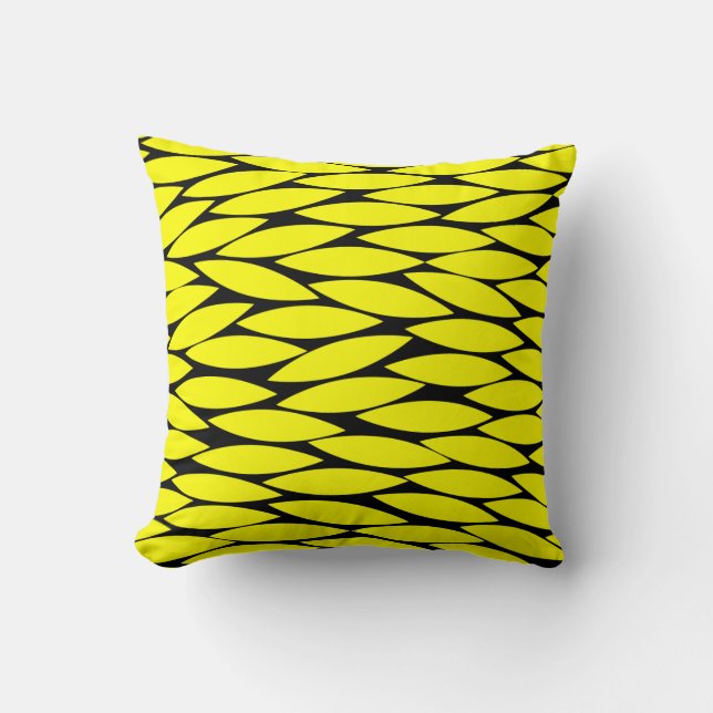Coussin Abstrait 250713 - Jaune sur Noir (Recto)