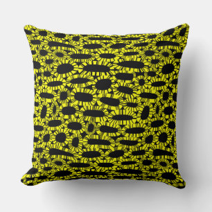 Coussin Abstrait 250923 - Jaune sur Noir