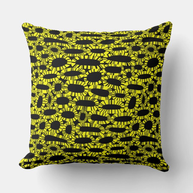 Coussin Abstrait 250923 - Jaune sur Noir (Recto)