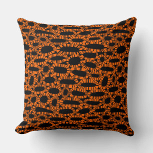 Coussin Abstrait 250923 - Orange sur noir