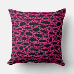 Coussin Abstrait 250923 - Rose chaud sur noir