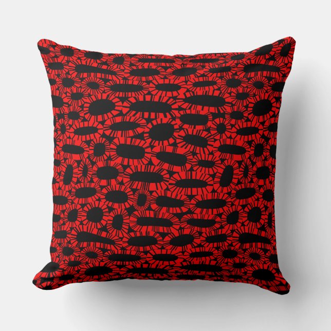 Coussin Abstrait 250923 - Rouge sur noir (Recto)