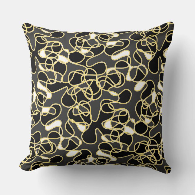 Coussin Abstrait 290523 Noir, orange et blanc (Recto)